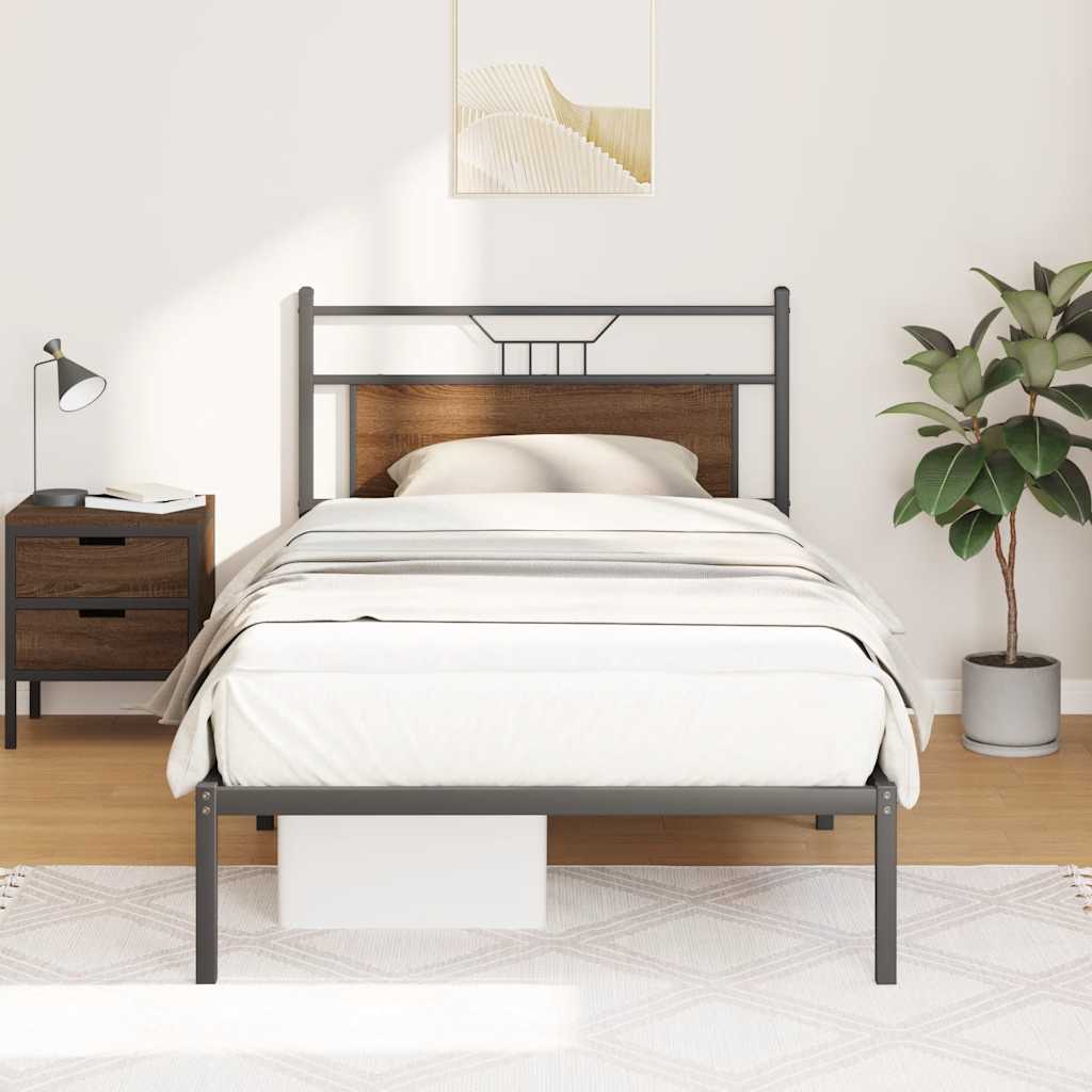 vidaXL Bed Frame without Mattress Brown Oak 100x190 cm Engineered Wood 4