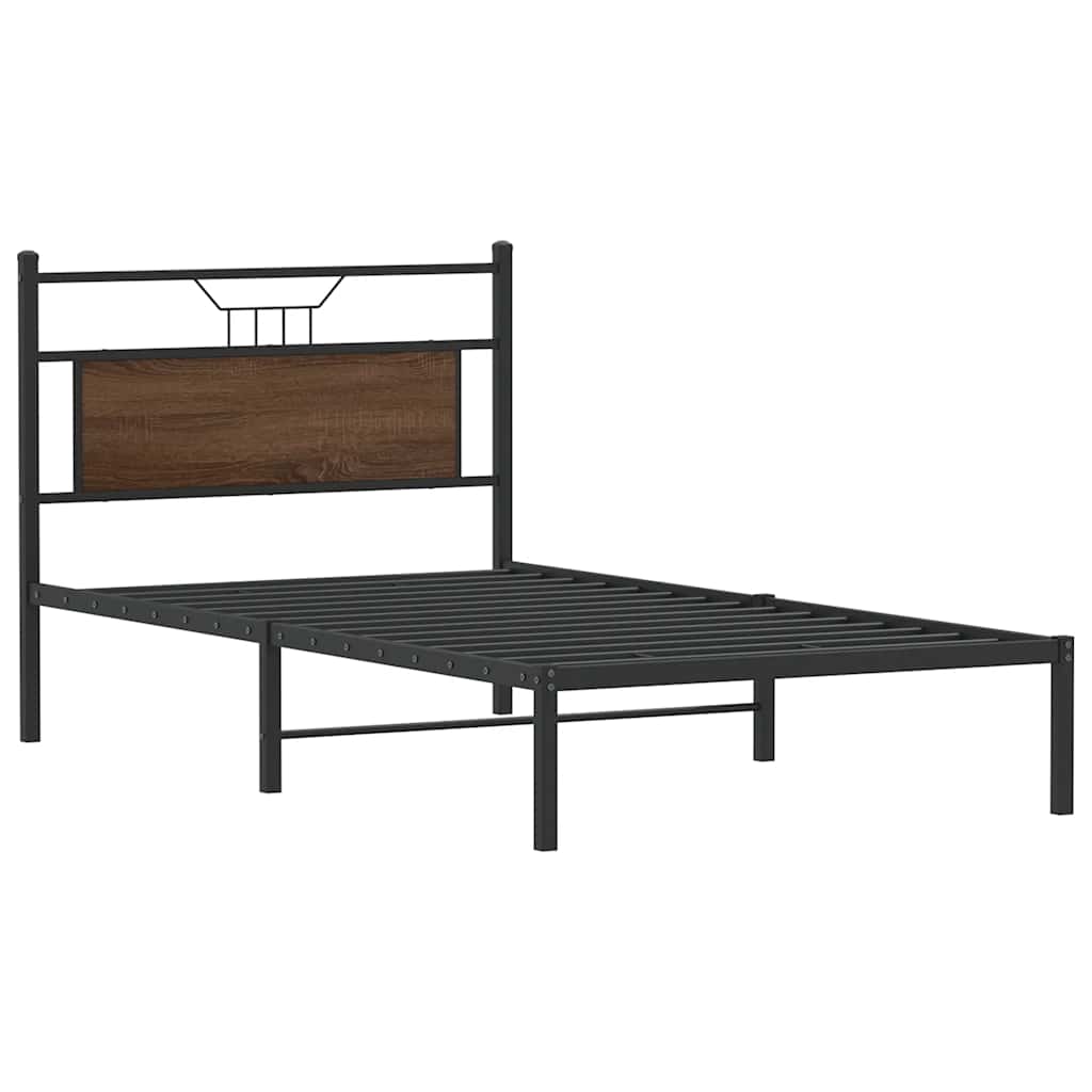 vidaXL Bed Frame without Mattress Brown Oak 100x200 cm Engineered Wood 3
