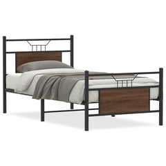 vidaXL Bed Frame without Mattress Brown Oak 75x190 cm Small Single Engineered Wood 2