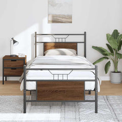 vidaXL Bed Frame without Mattress Brown Oak 75x190 cm Small Single Engineered Wood 4