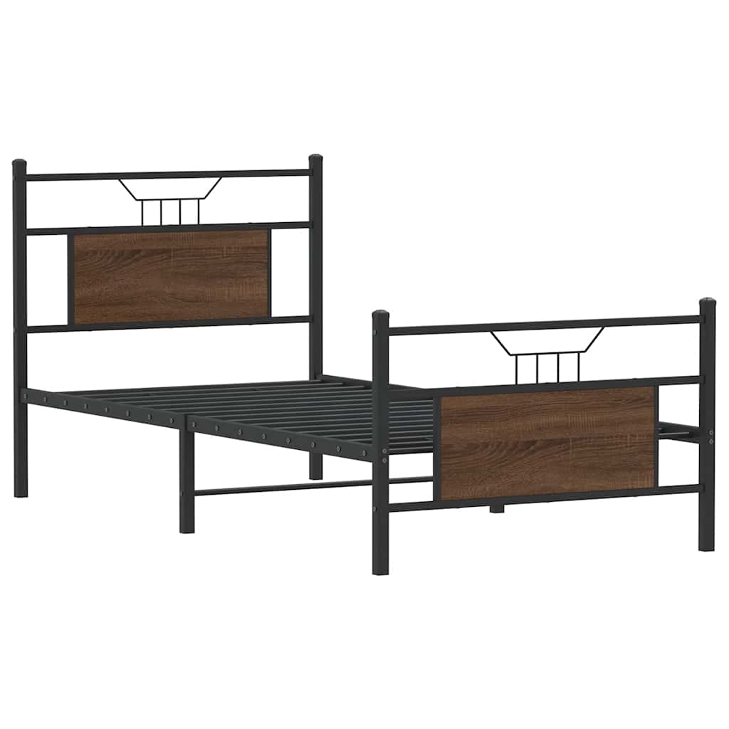 vidaXL Bed Frame without Mattress Brown Oak 80x200 cm Engineered Wood 3