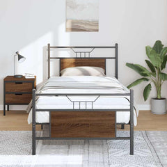 vidaXL Bed Frame without Mattress Brown Oak 80x200 cm Engineered Wood 4