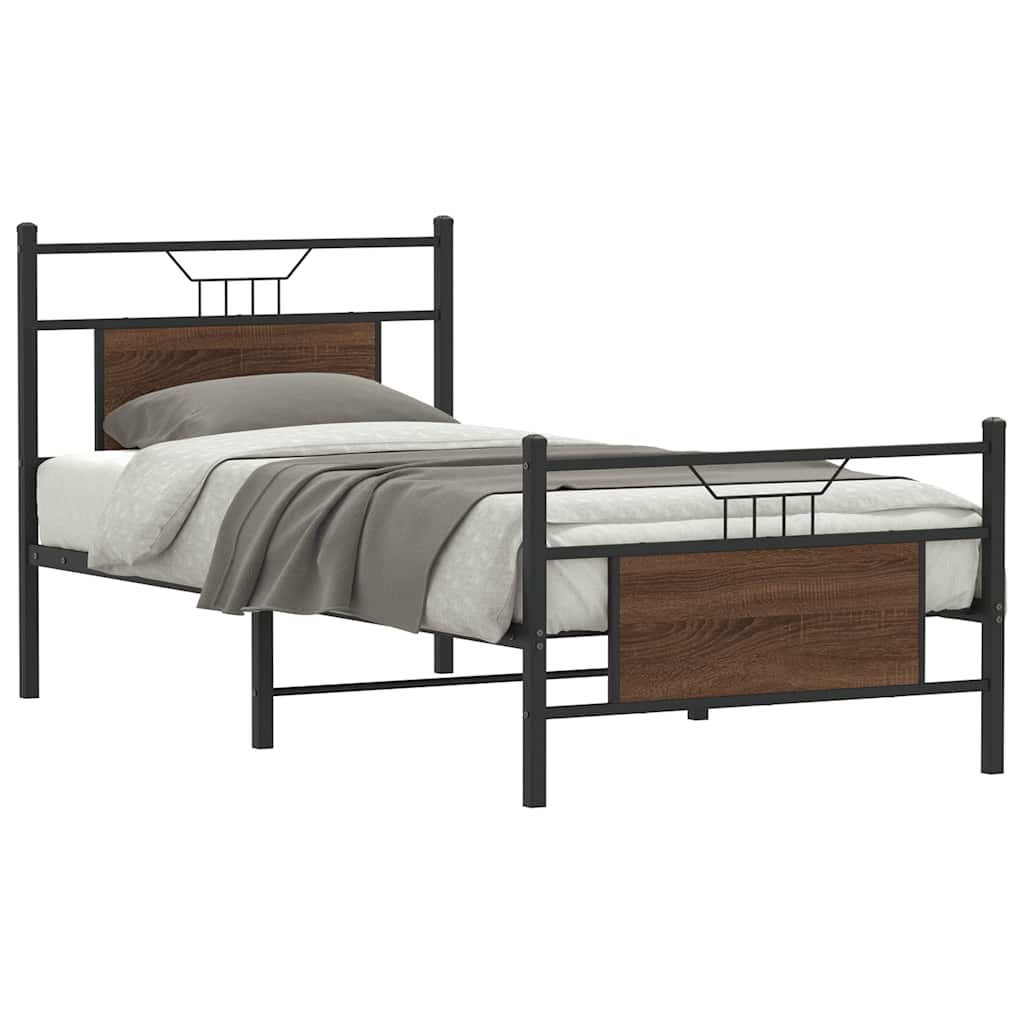 vidaXL Bed Frame without Mattress Brown Oak 80x200 cm Engineered Wood 1