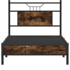 vidaXL Bed Frame without Mattress Smoked Oak 90x190 cm Single Engineered Wood 6