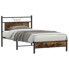 vidaXL Bed Frame without Mattress Smoked Oak 100x200 cm Engineered Wood 3