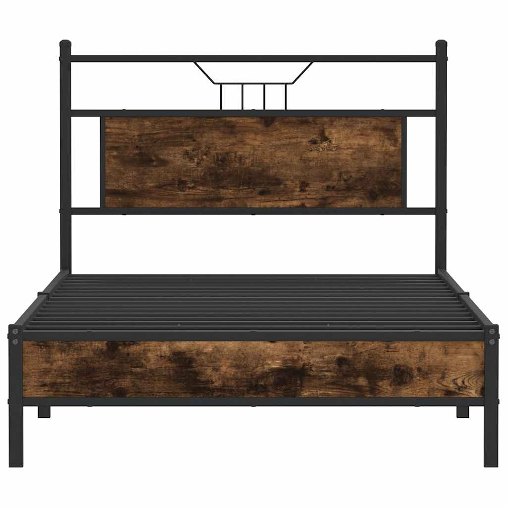 vidaXL Bed Frame without Mattress Smoked Oak 100x200 cm Engineered Wood 6