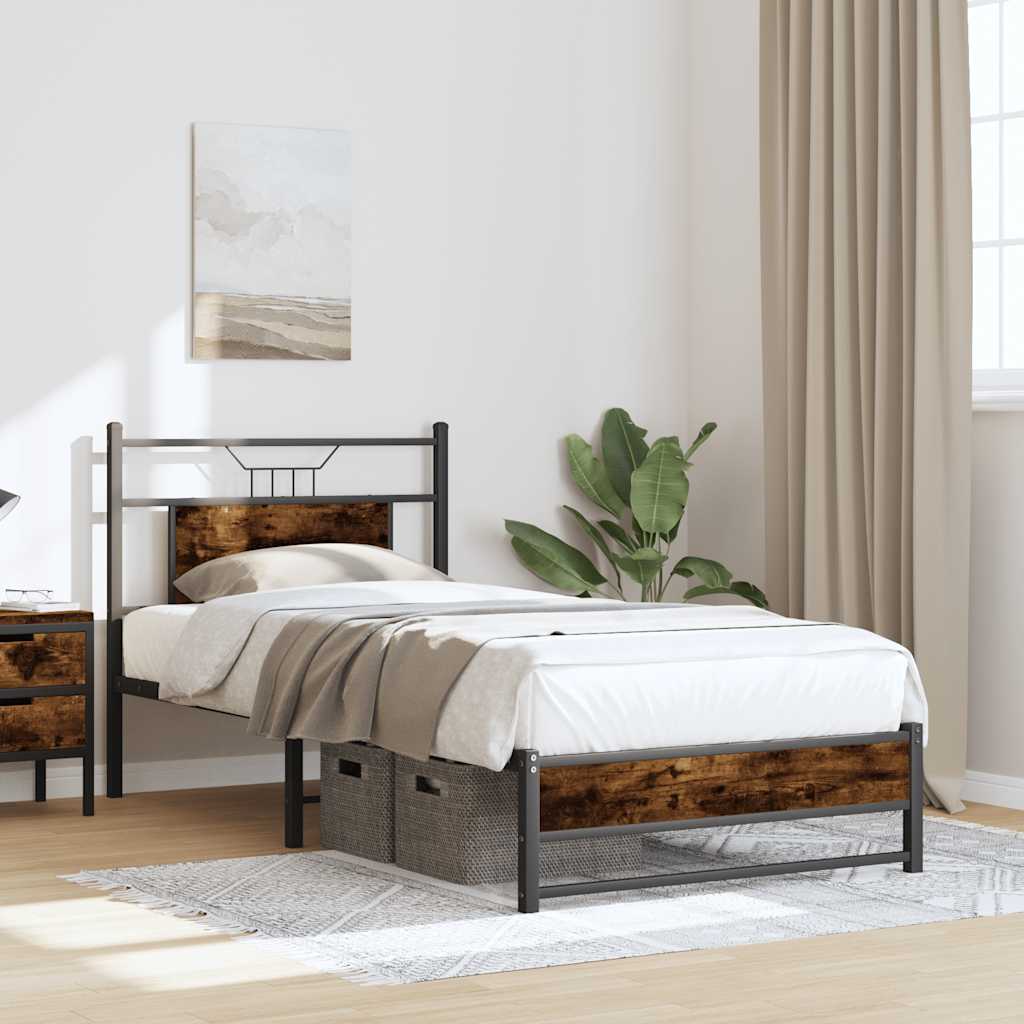 vidaXL Bed Frame without Mattress Smoked Oak 80x200 cm Engineered Wood 4