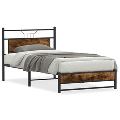vidaXL Bed Frame without Mattress Smoked Oak 100x200 cm Engineered Wood 2