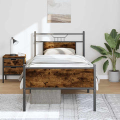 vidaXL Bed Frame without Mattress Smoked Oak 75x190 cm Small Single Engineered Wood 4