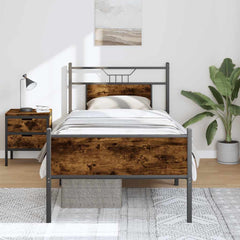 Bed Frame without Mattress Engineered Wood Smoked oak With headboard & high footboard 80 cm 200 cm