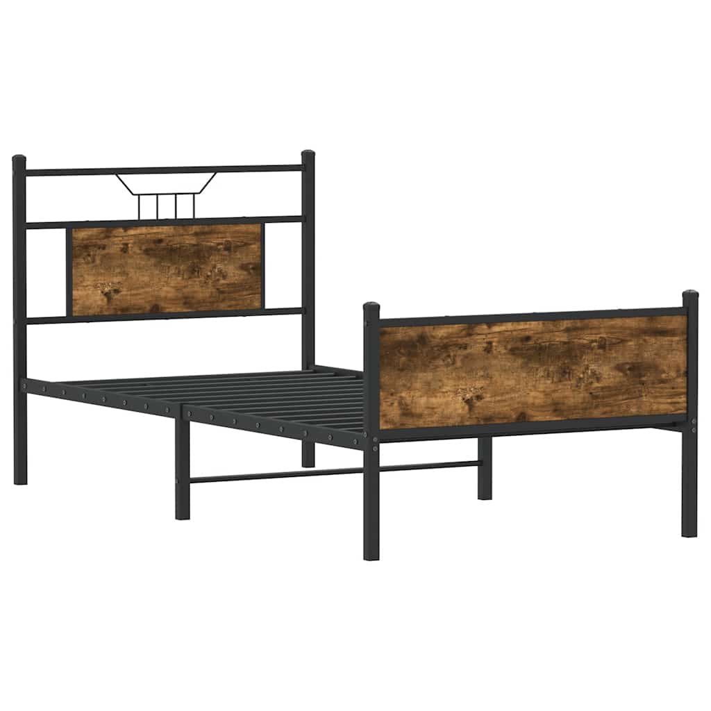 vidaXL Bed Frame without Mattress Smoked Oak 90x190 cm Single Engineered Wood 3