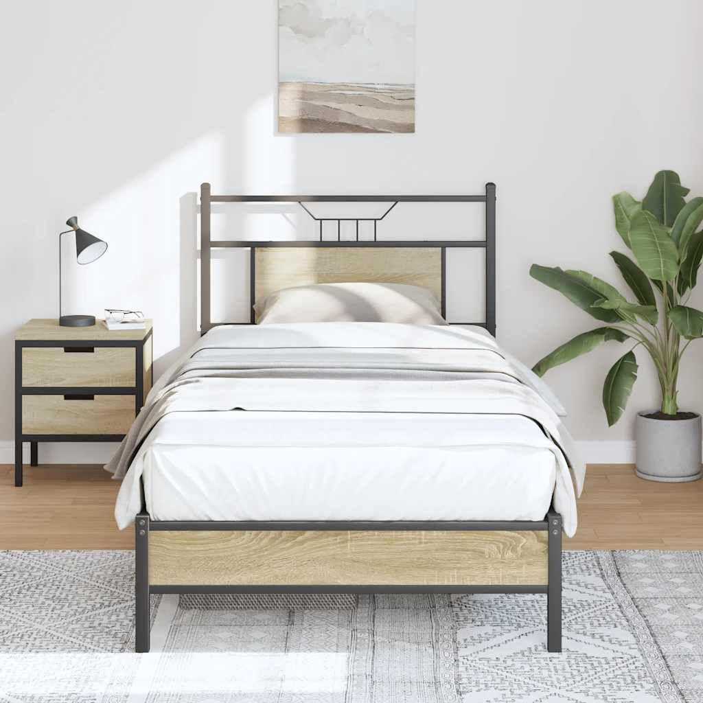 vidaXL Bed Frame without Mattress Sonoma Oak 90x200 cm Engineered Wood 1