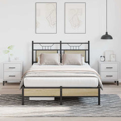 vidaXL Bed Frame without Mattress Engineered Wood Sonoma Oak with Headboard & Low Footboard
