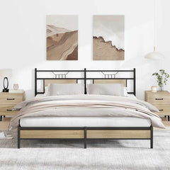 vidaXL Bed Frame without Mattress Engineered Wood Sonoma Oak with Headboard & Low Footboard