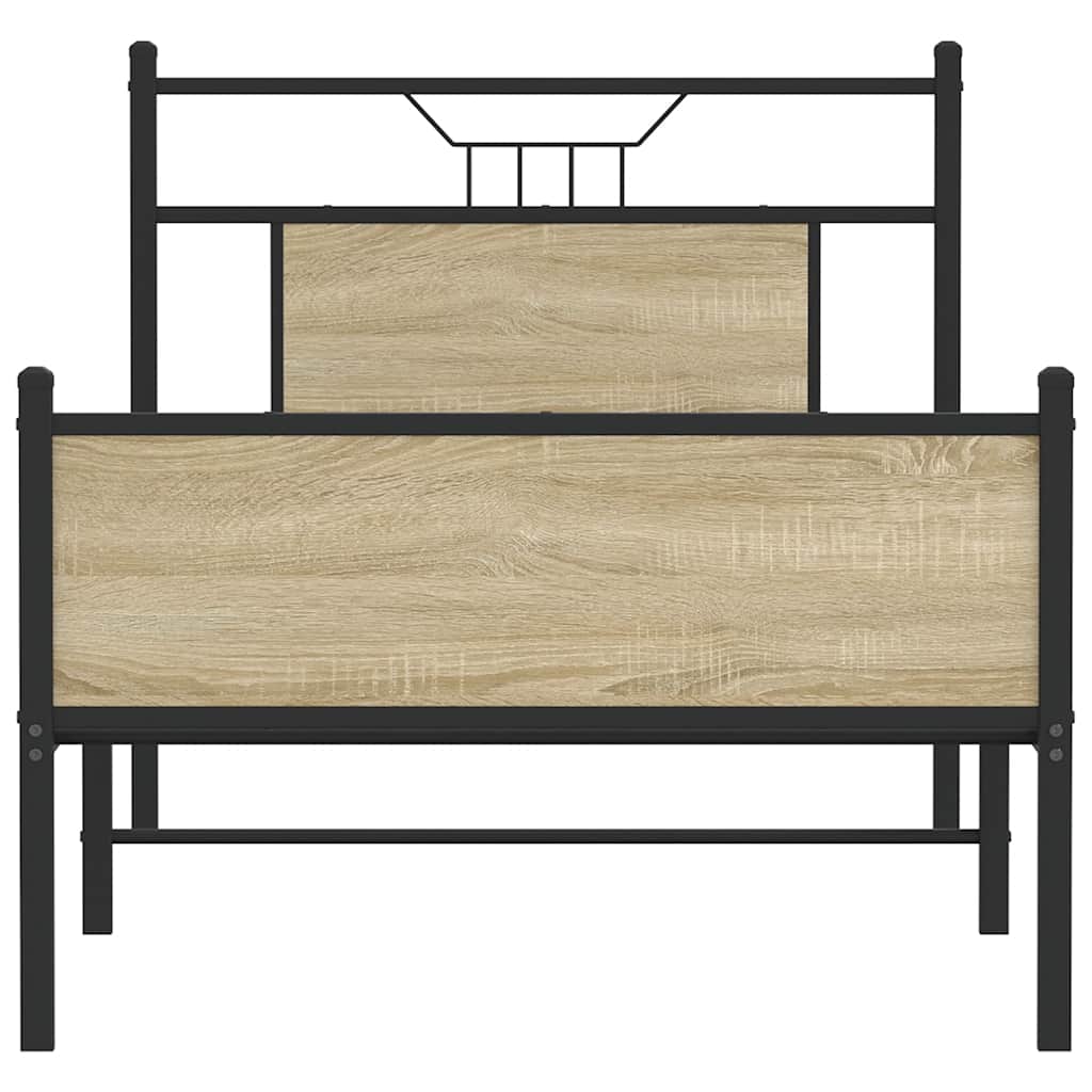 vidaXL Bed Frame without Mattress Sonoma Oak 90x190 cm Single Engineered Wood 6