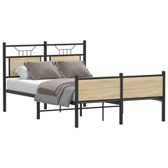 vidaXL Bed Frame without Mattress Engineered Wood Sonoma Oak with Headboard & High Footboard