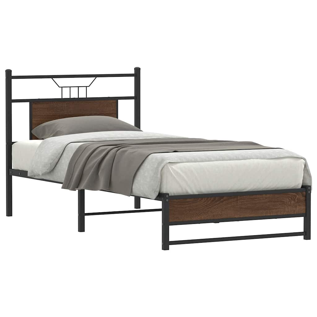 vidaXL Bed Frame without Mattress Brown Oak 80x200 cm Engineered Wood 1