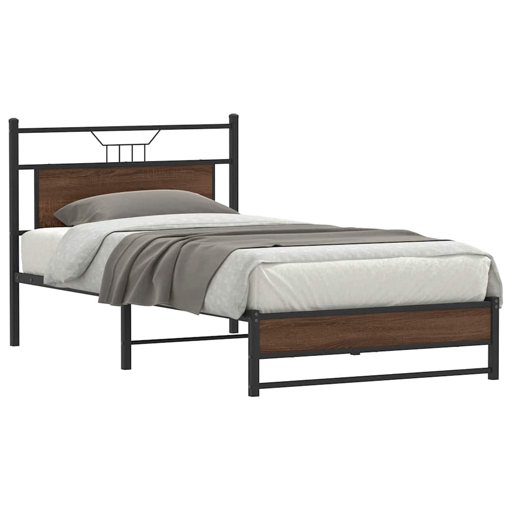 vidaXL Bed Frame without Mattress Brown Oak 100x190 cm Engineered Wood 1