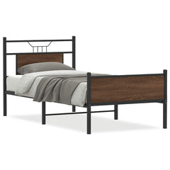 Bed Frame without Mattress Engineered Wood Brown oak With headboard & high footboard 80 cm 200 cm