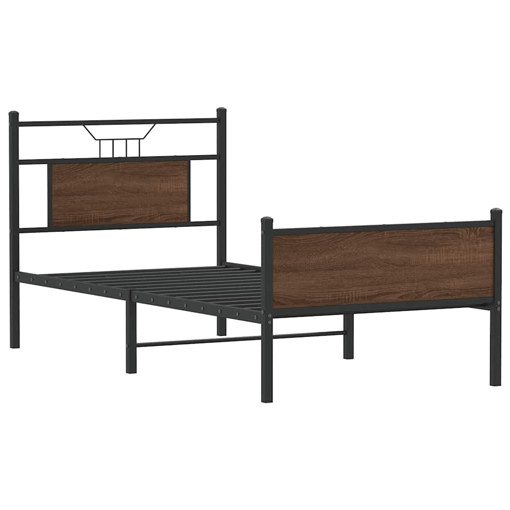 vidaXL Bed Frame without Mattress Brown Oak 80x200 cm Engineered Wood 3