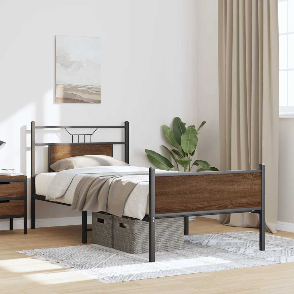 vidaXL Bed Frame without Mattress Brown Oak 80x200 cm Engineered Wood 5