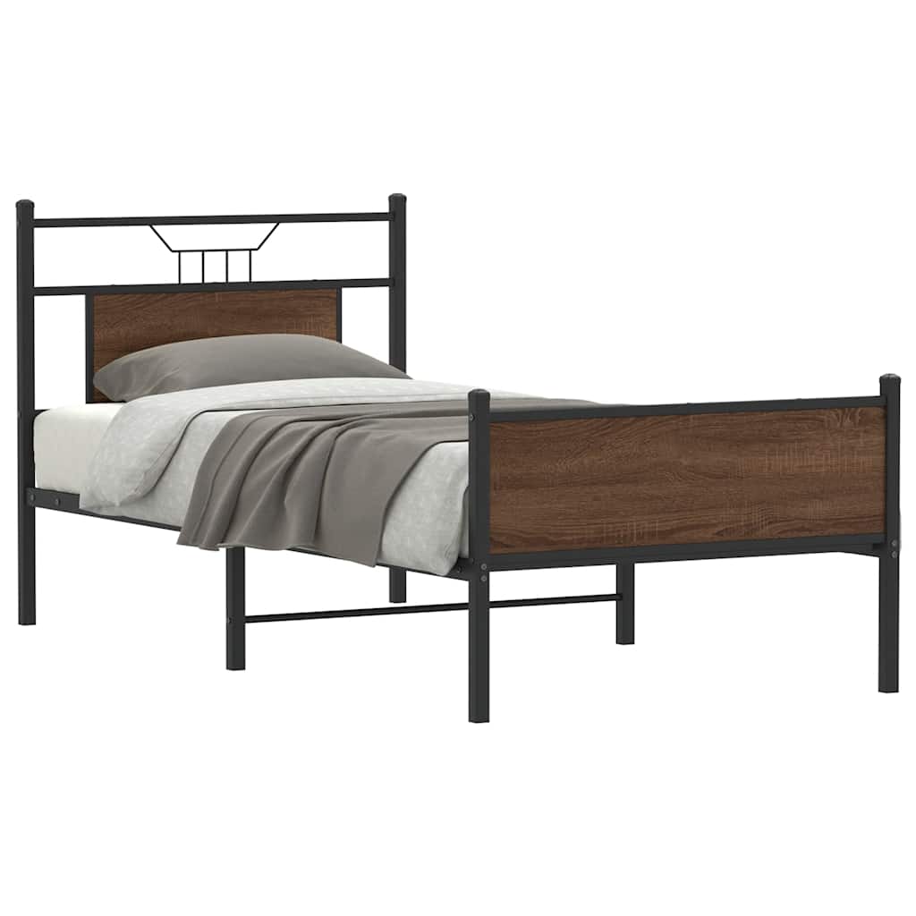 vidaXL Bed Frame without Mattress Brown Oak 80x200 cm Engineered Wood 1