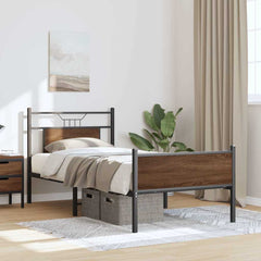 vidaXL Bed Frame without Mattress Brown Oak 90x190 cm Single Engineered Wood 5