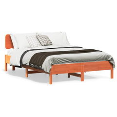 Bed Frame without Mattress Solid Wood Pine Length 190 cm Wax brown 135 cm