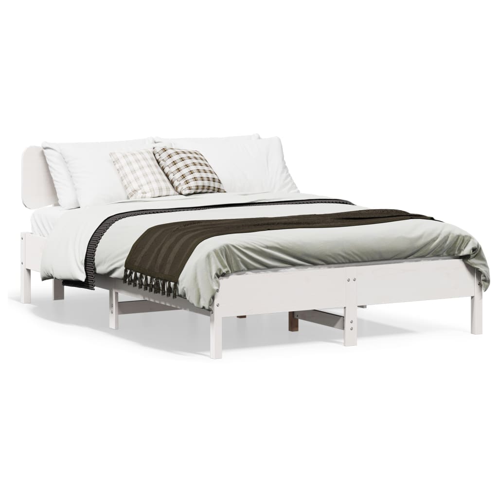 Bed Frame without Mattress Solid Wood Pine Length 190 cm White 120 cm