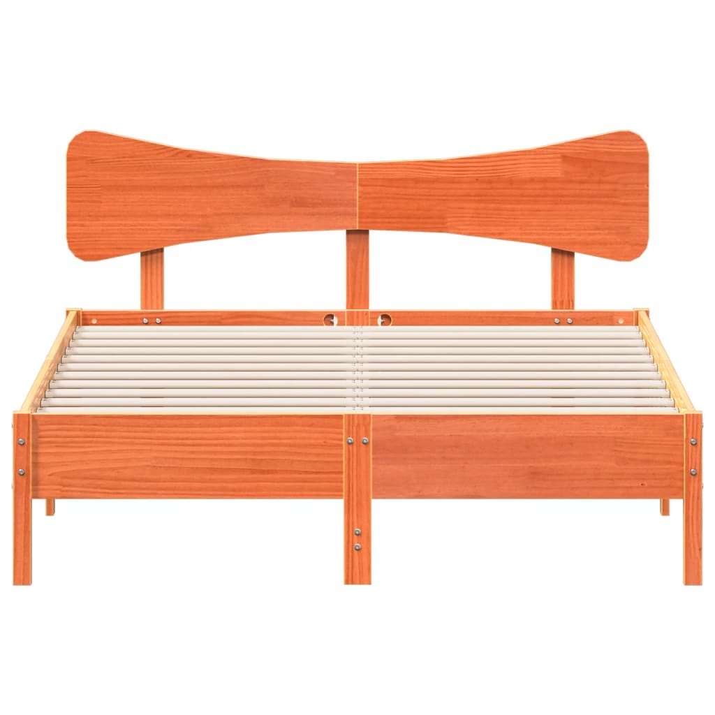 Bed Frame without Mattress Solid Wood Pine Length 190 cm Wax brown 120 cm