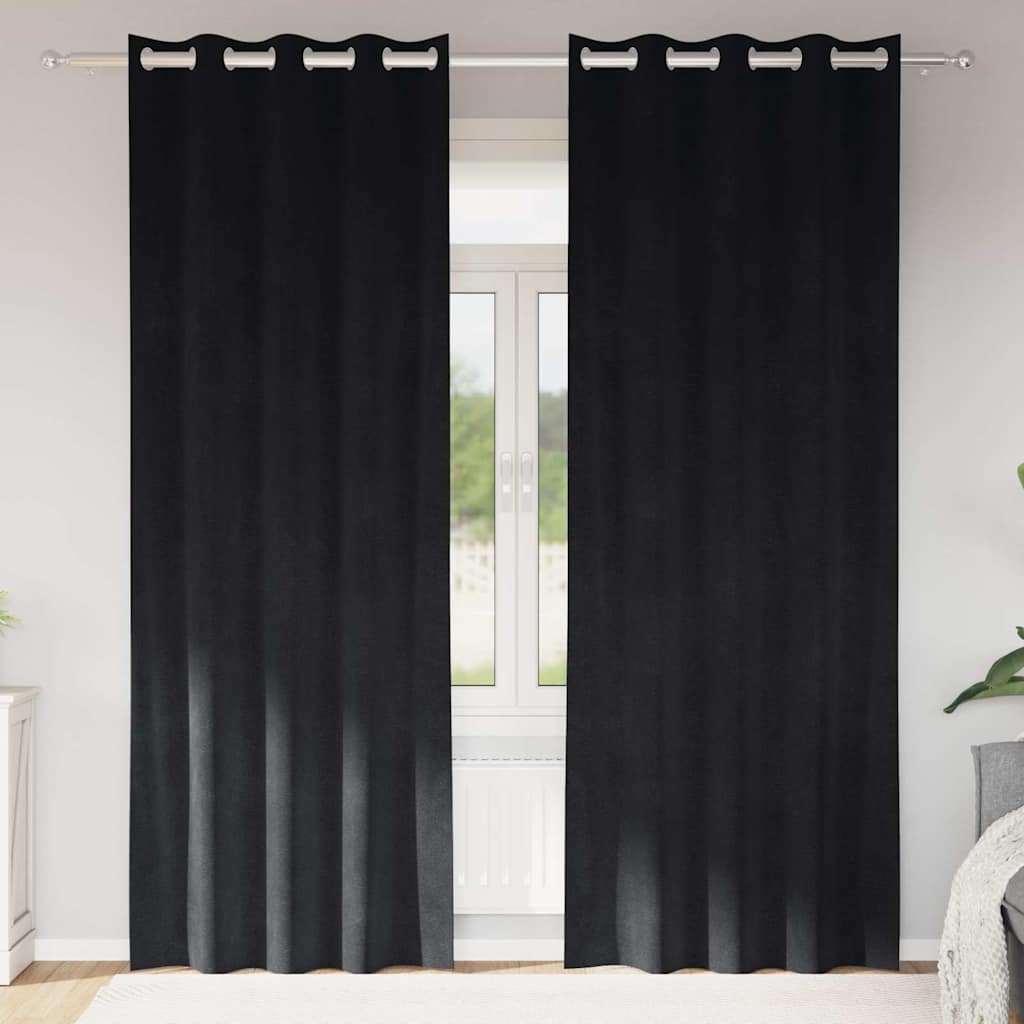 vidaXL Curtains 2 pcs Black 140 x 260 cm Velvet 1