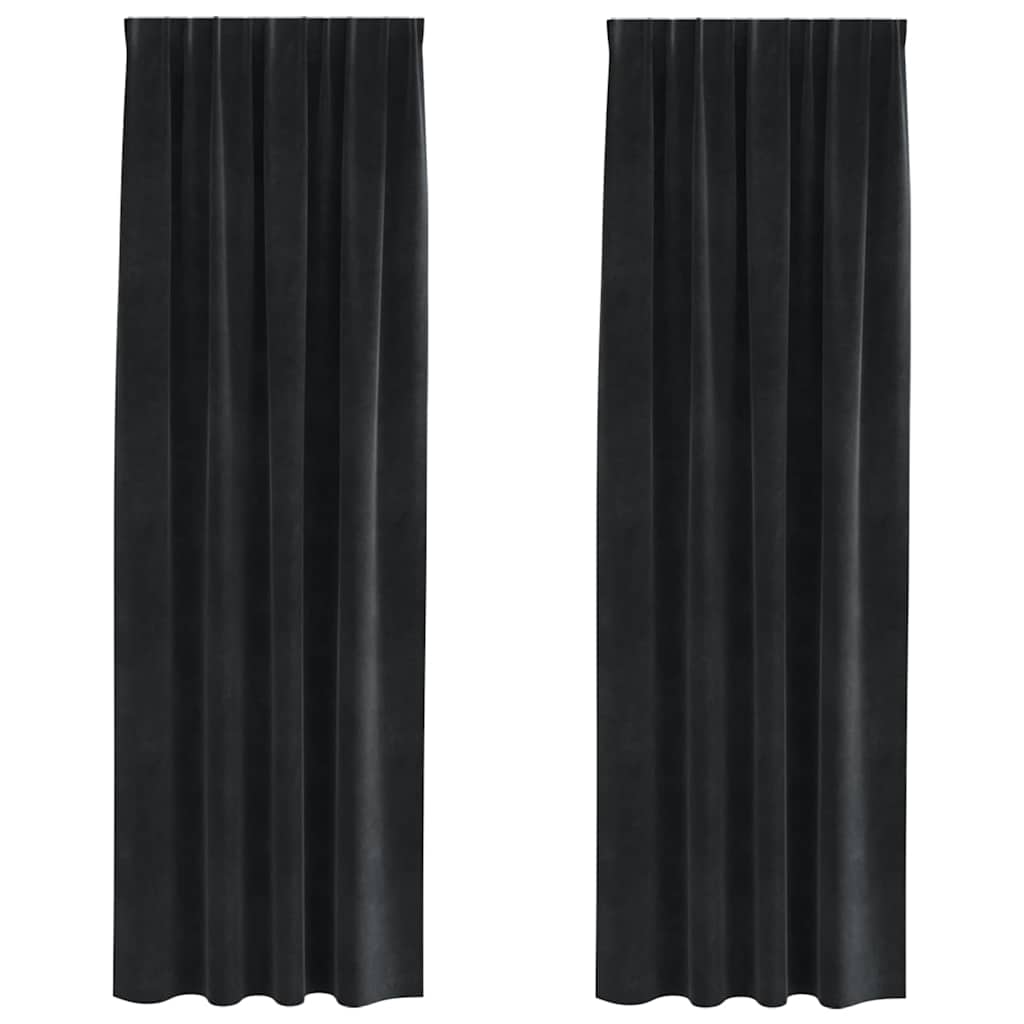 vidaXL Curtains 2 pcs Black 140 x 225 cm Velvet 2