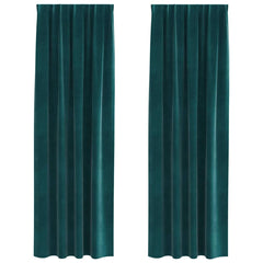 vidaXL Curtains 2 pcs Dark Green 140 x 225 cm Velvet 2