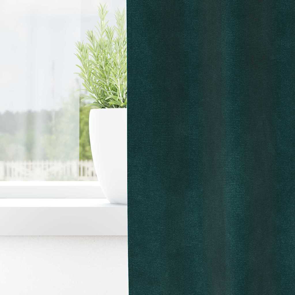 vidaXL Curtains 2 pcs Dark Green 140 x 245 cm Velvet 3