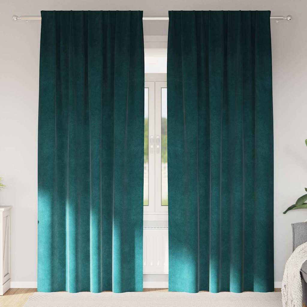 vidaXL Curtains 2 pcs Dark Green 140 x 245 cm Velvet 1