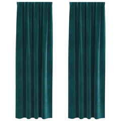 vidaXL Curtains 2 pcs Dark Green 140 x 260 cm Velvet 2