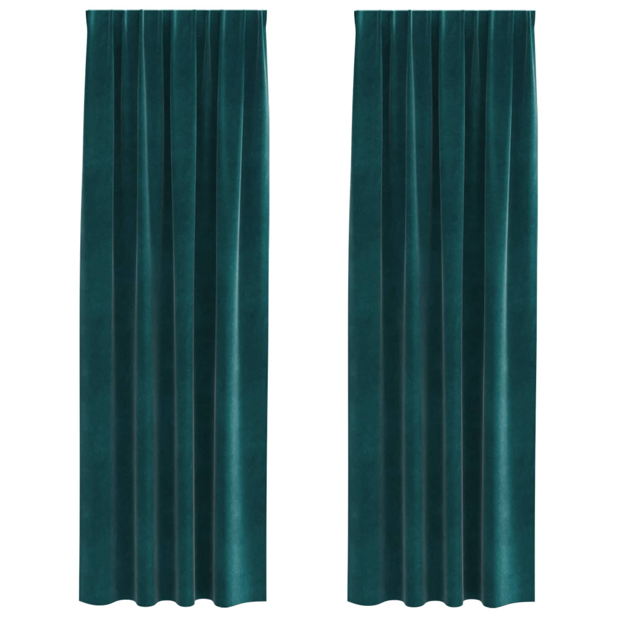 Curtains 2 pcs Velvet with sewn-in tape 140 x 260 cm Dark green