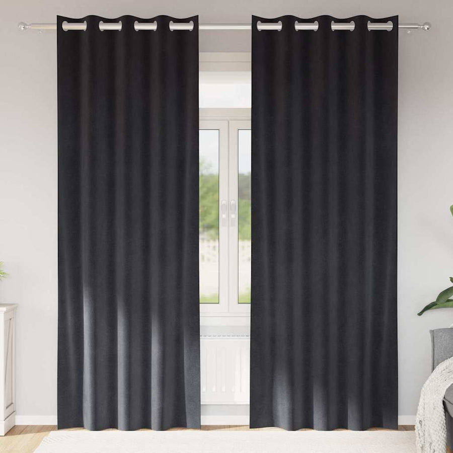 Curtains 2 pcs Dark Grey Velvet
