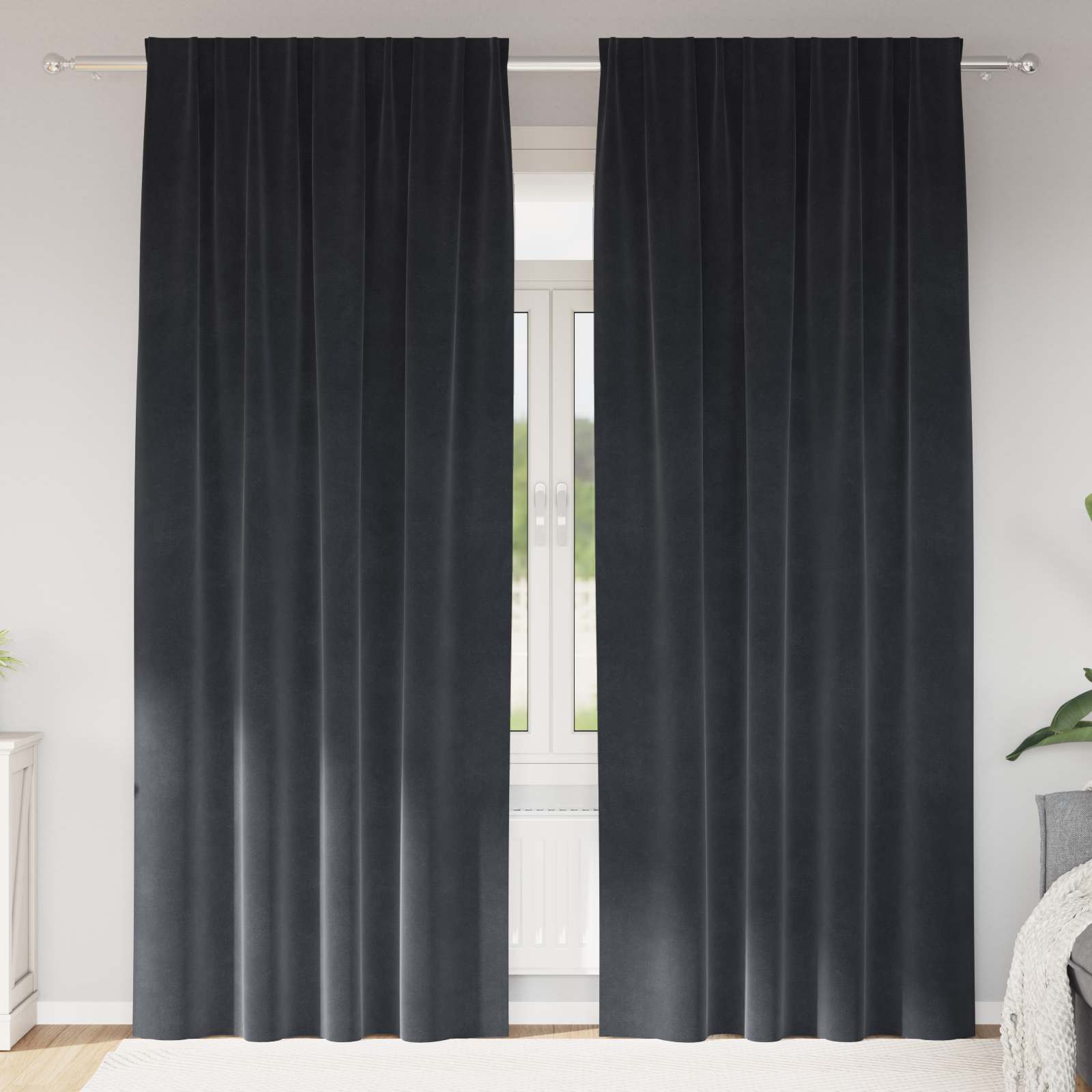 vidaXL Curtains 2 pcs Dark Grey 140 x 260 cm Velvet 1