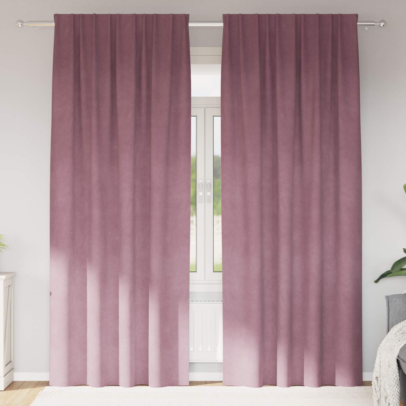 vidaXL Curtains 2 pcs Dark Pink 140 x 225 cm Velvet 1