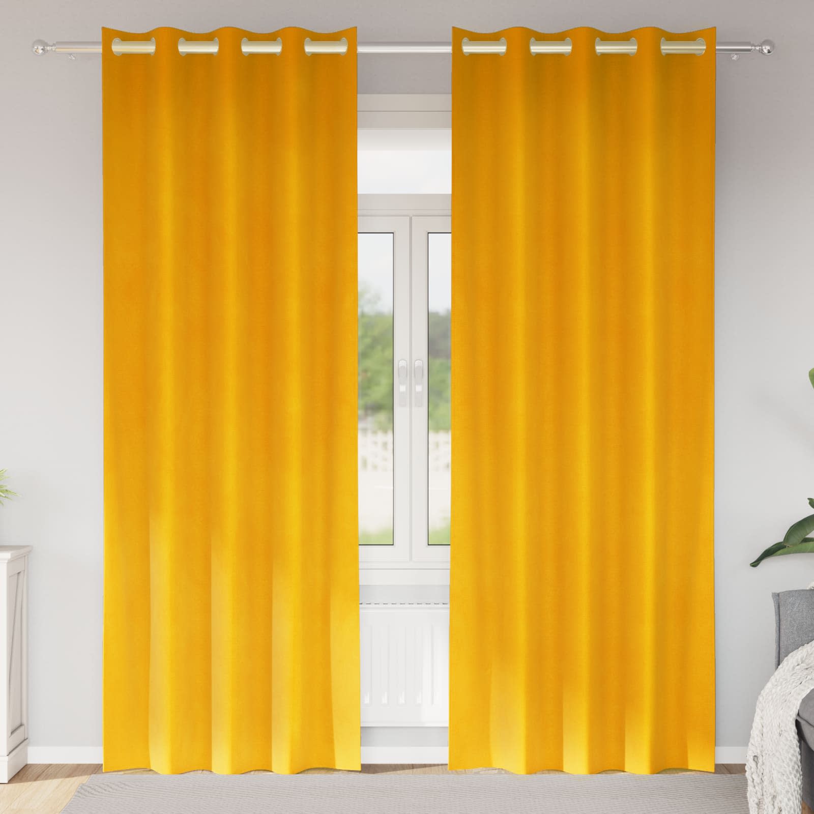 vidaXL Curtains 2 pcs Mustard Yellow 140 x 260 cm Velvet 1