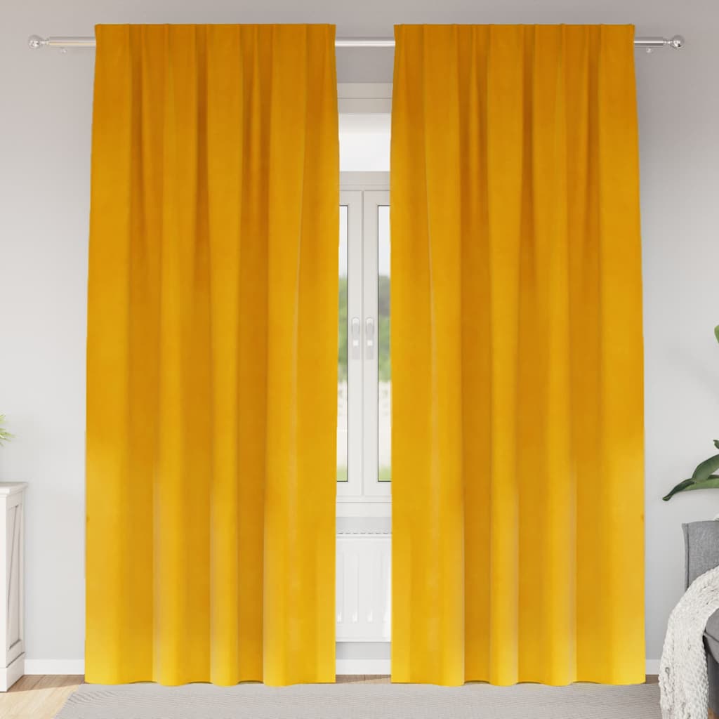 vidaXL Curtains 2 pcs Mustard Yellow 140 x 225 cm Velvet 1