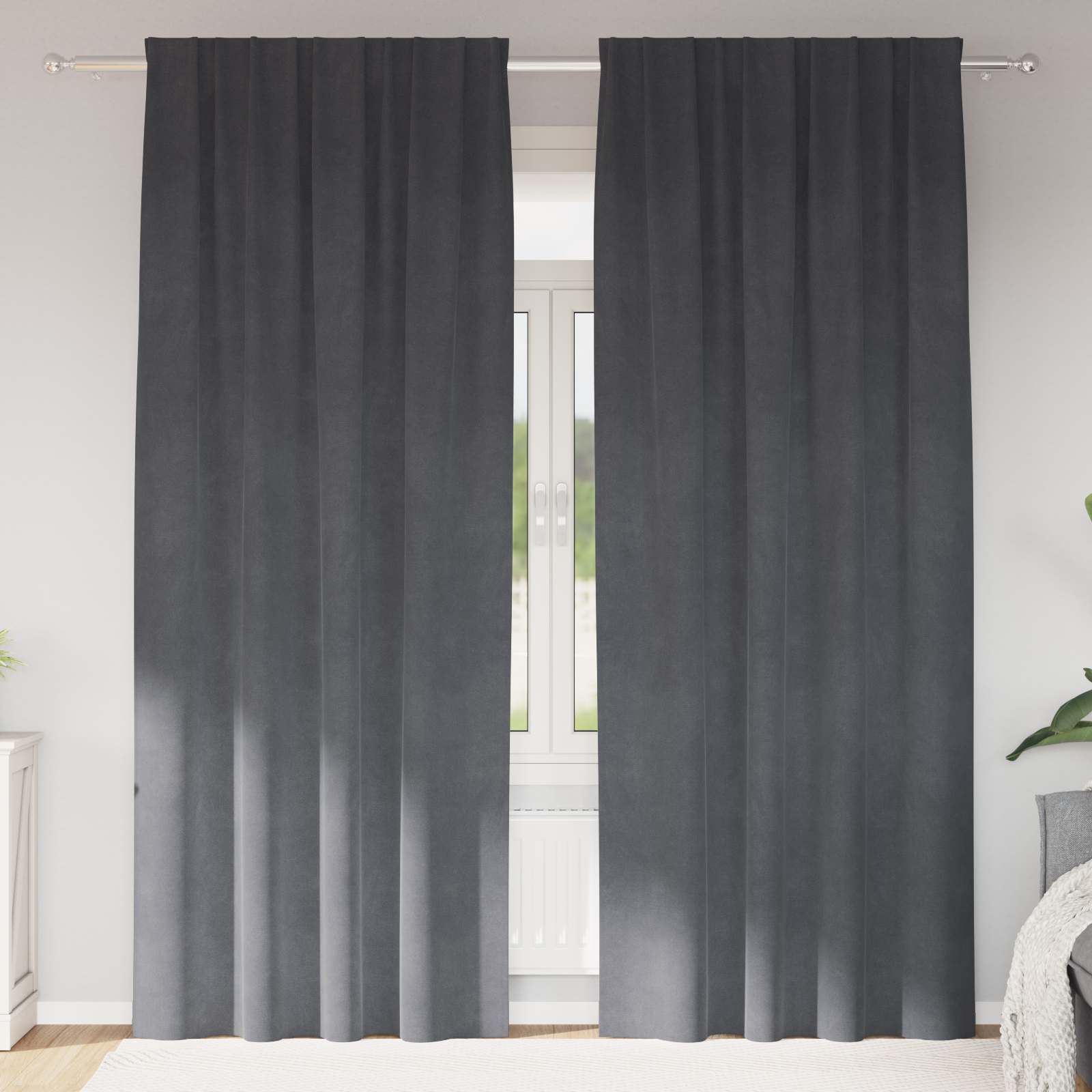 vidaXL Curtains 2 pcs Light Grey 140 x 260 cm Velvet 1