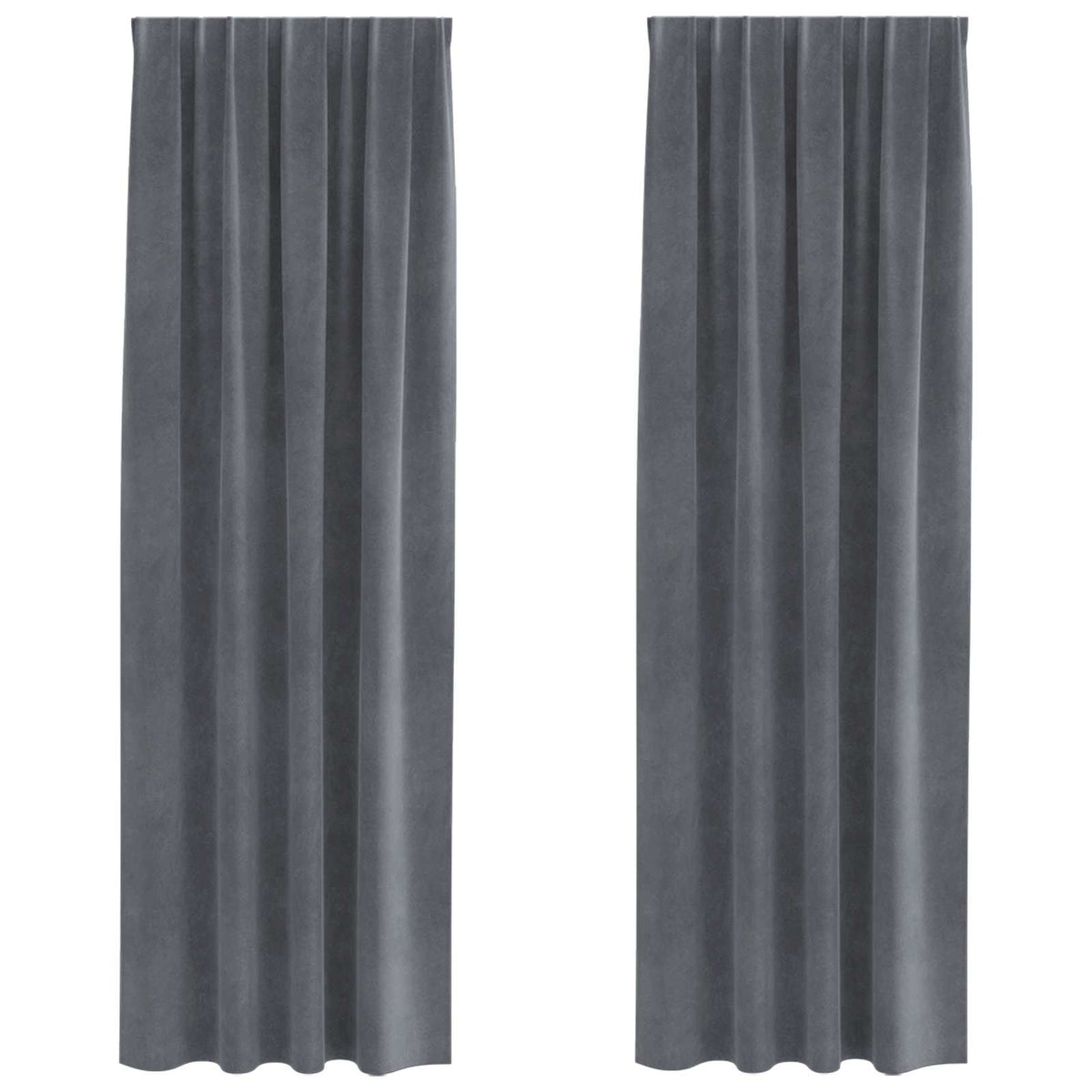 Curtains 2 pcs Velvet with sewn-in tape 140 x 260 cm Super light grey