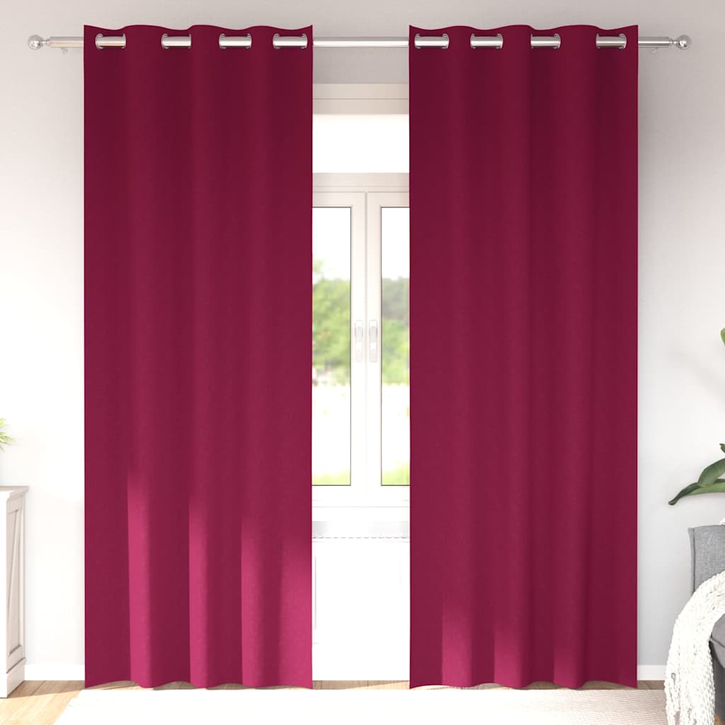 vidaXL Blackout Curtains with Rings 2 pcs Wine Red 260 x 140 cm 1