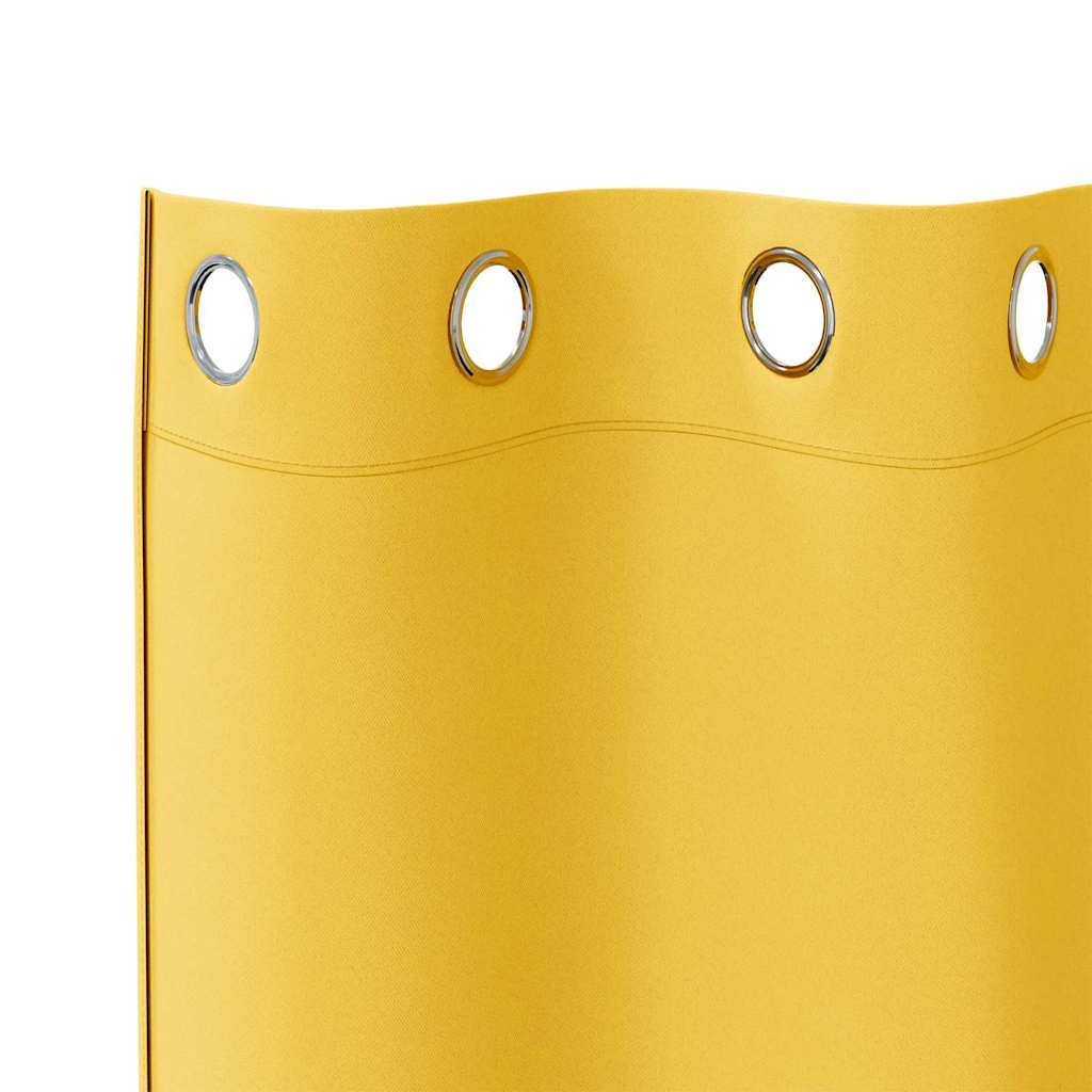 vidaXL Blackout Curtains with Rings 2 pcs Mustard Yellow 245 x 140 cm 5