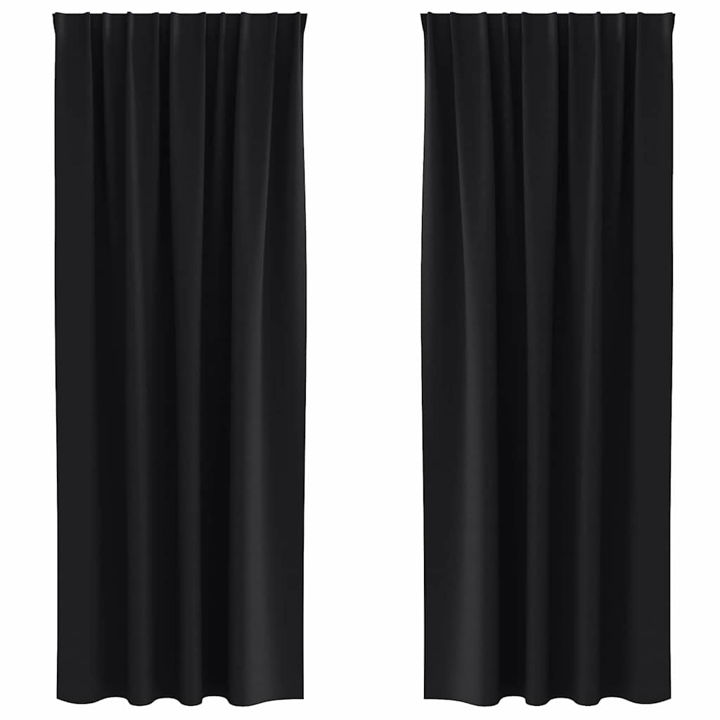 vidaXL Blackout Curtains with Rings 2 pcs Black 225 x 140 cm Polyester 2