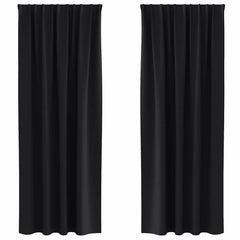 vidaXL Blackout Curtains with Rings 2 pcs Black 225 x 140 cm Polyester 2