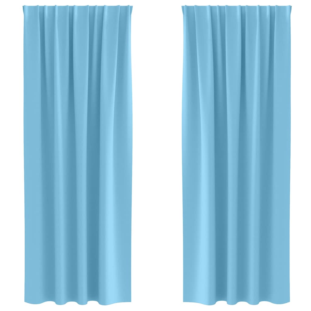 vidaXL Blackout Curtains with Rings 2 pcs Light Blue 245 x 140 cm 2