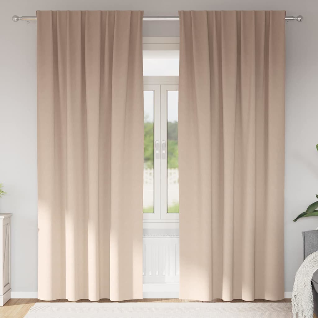 vidaXL Blackout Curtains with Rings 2 pcs Taupe 245 x 140 cm Polyester 1